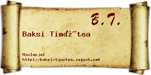 Baksi Timótea névjegykártya